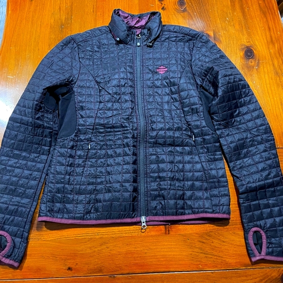 Harley-Davidson Women's Lightweight  Quilted Black Maroon Stitch Jacket Medium - Picture 1 of 4